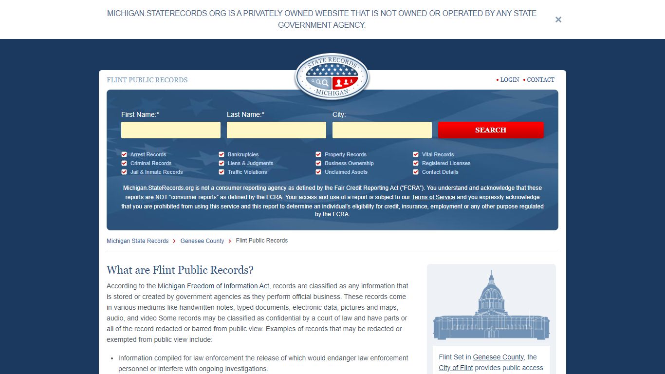 Flint Arrest and Public Records | Michigan.StateRecords.org